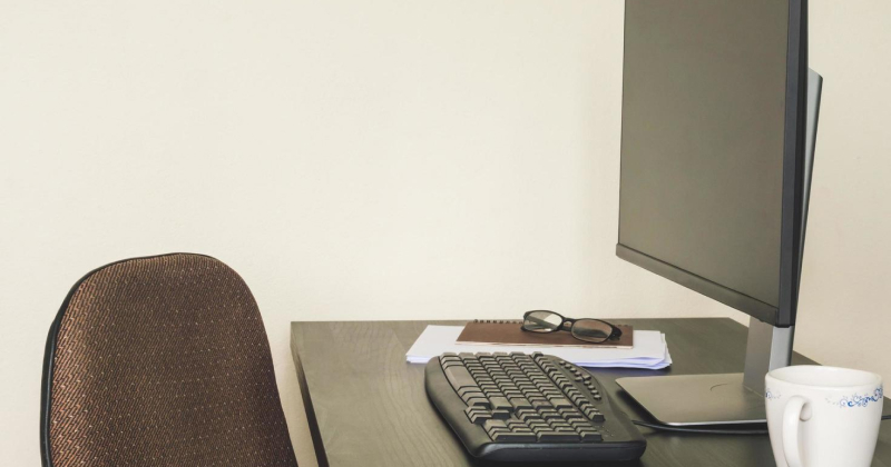 an empty desk at office