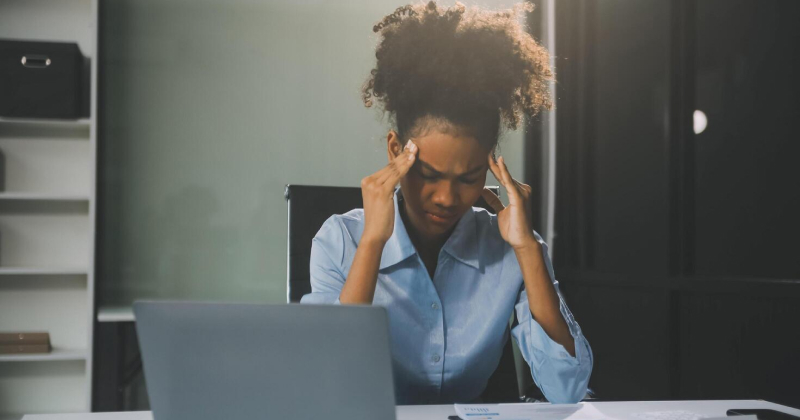 tired employee at work