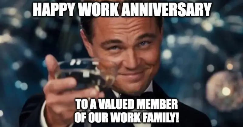 a meme about work anniversary