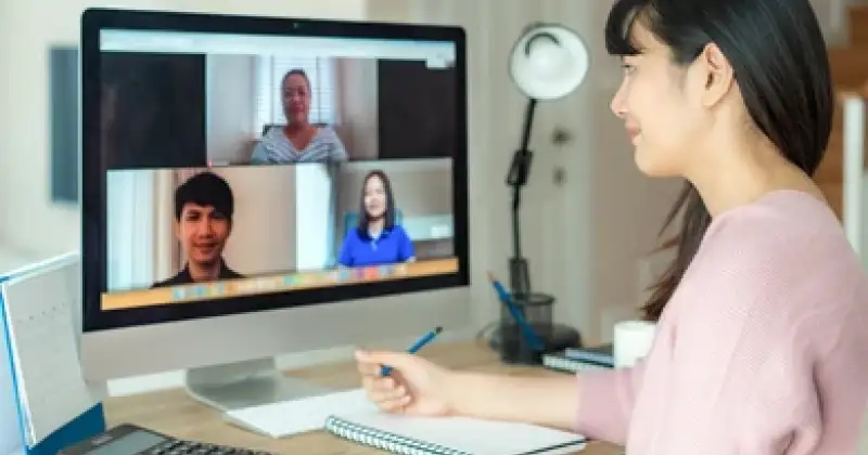 co-workers having remote meeting