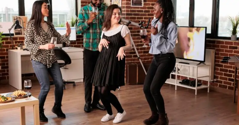 having dance party in office