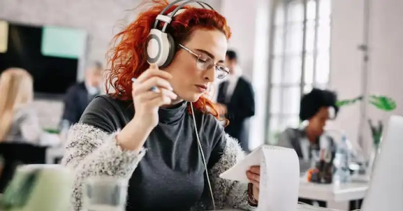 person listening to music