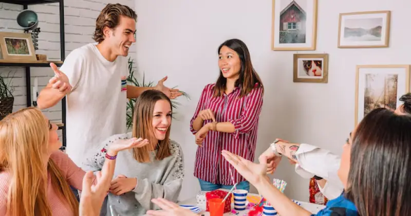 employees playing game in office