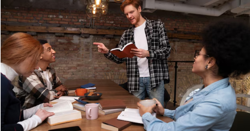 a man leading a meeting
