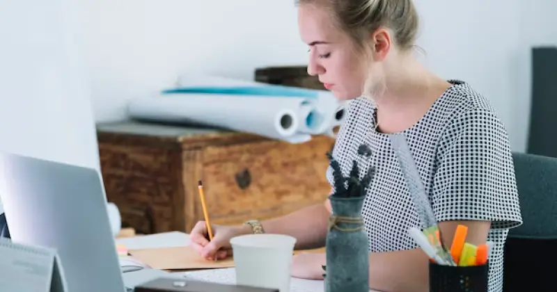 a girl working on her resume