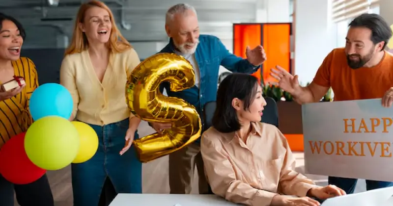 having a work anniversary celebration at work