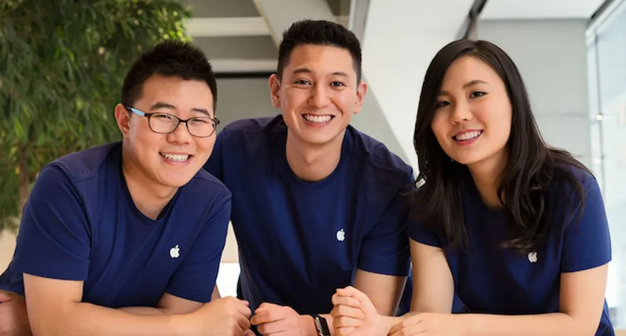 a group of apple workers