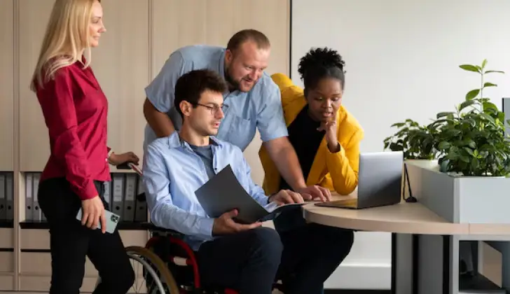 some team members having a short meeting