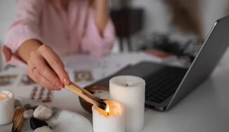 a person lighting up a candle