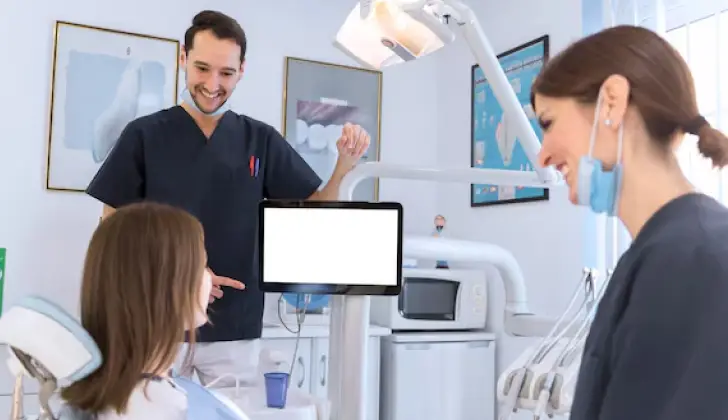 a person at a dentist office