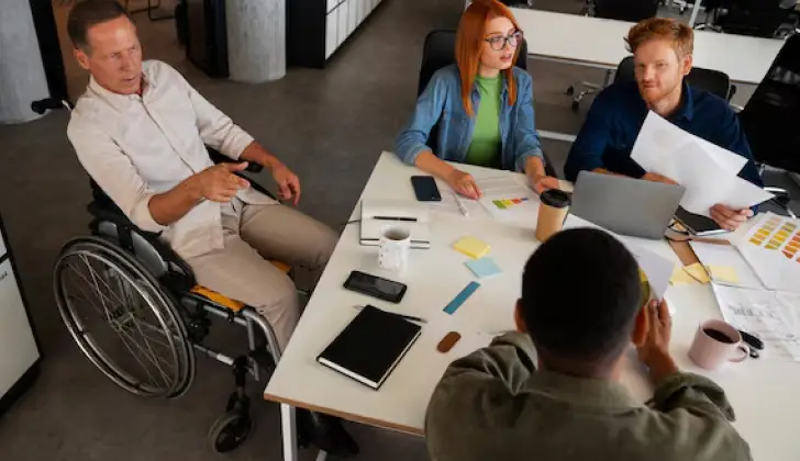 employee with disability in a work meeting