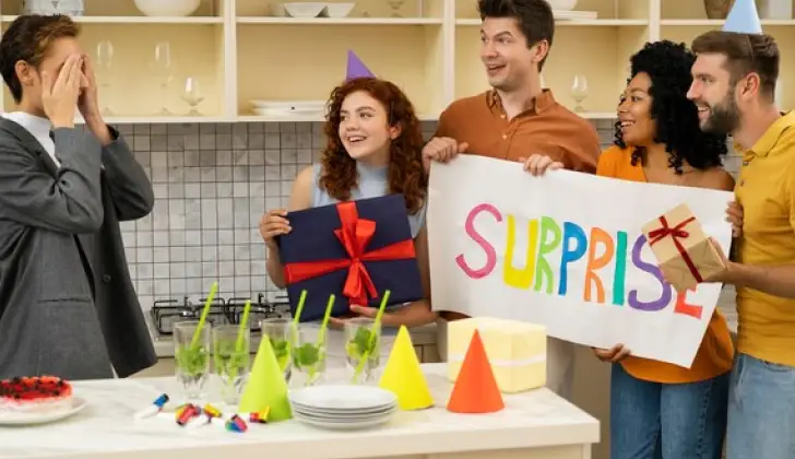 employees surprise their co-worker at work