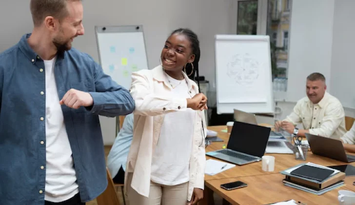 team members making a positive work environment