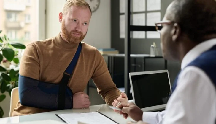 a patient checking in with a doctor