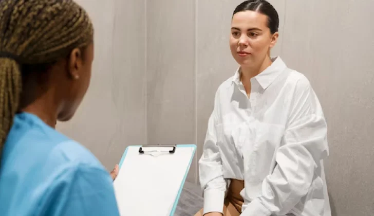 a patient talking to a doctor
