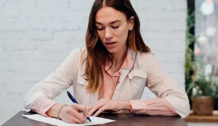 a women employee writing a letter