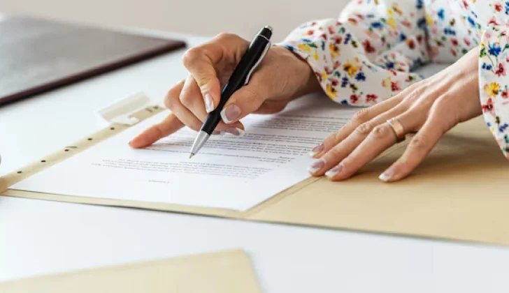 a person signing a letter