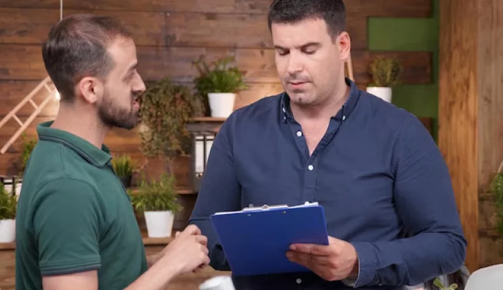 a supervisor guiding an employee at work