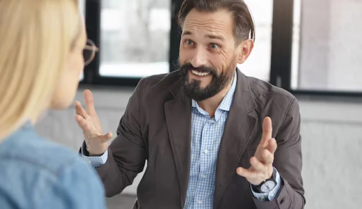 an employee and employer having a talk
