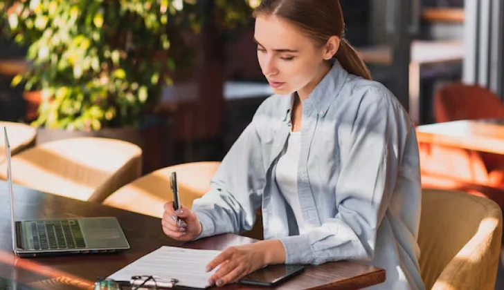 a girl re-reading a letter she wrote