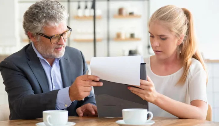 an employee and employer discussing a contract