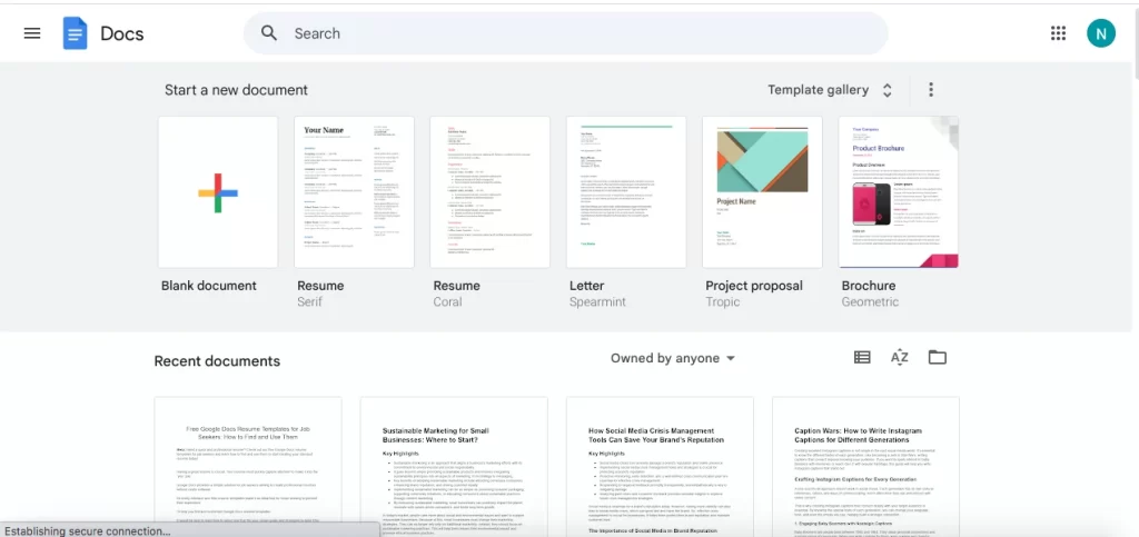 Open Google Doc