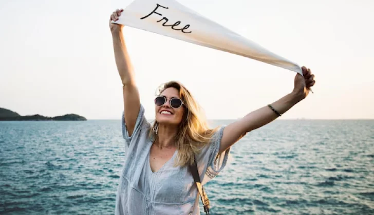 a girl feeling happy and free
