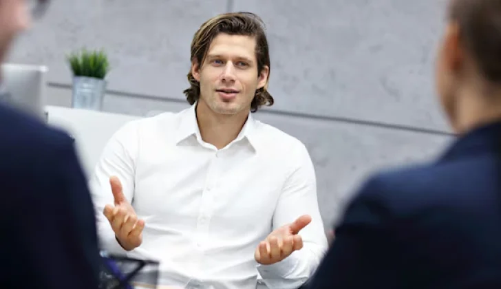 a guy having an interview