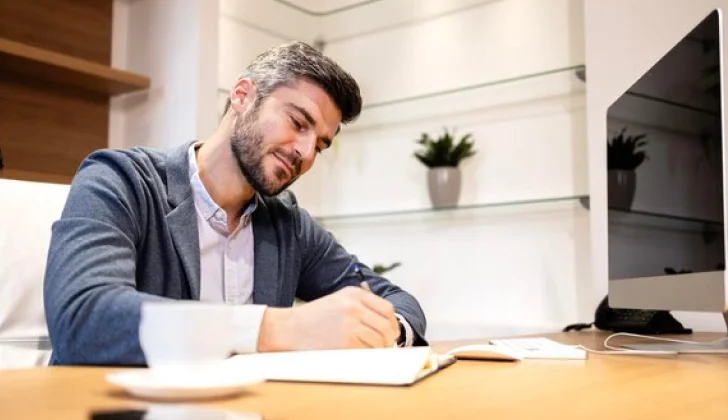 a man writing
