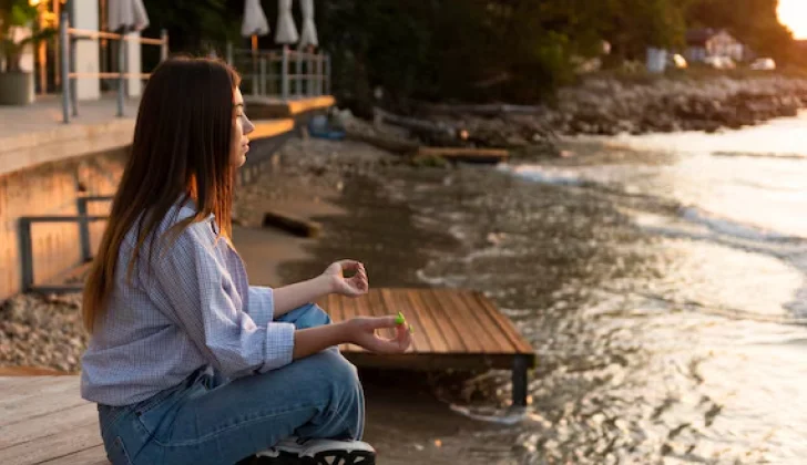 a girl meditating
