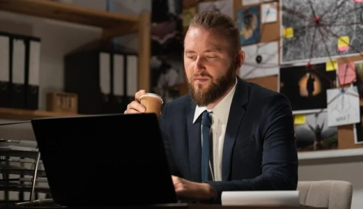 an employee working hard in office