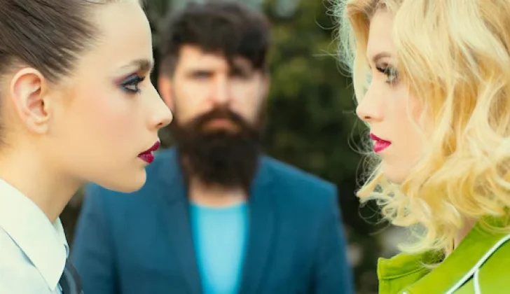 Two people staring at each other