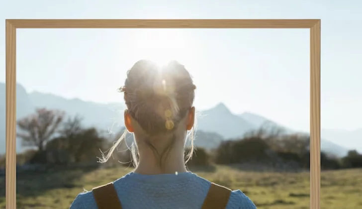 a women staring at sun