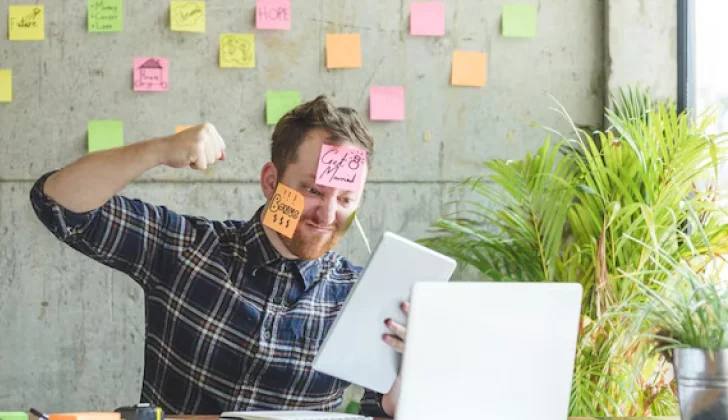 an employee getting excited at work