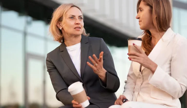 two employees communicating