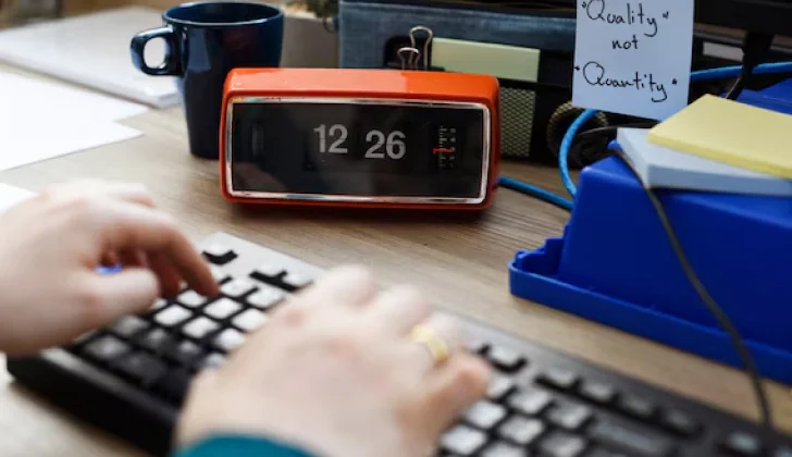 a guy working and keeping track of time