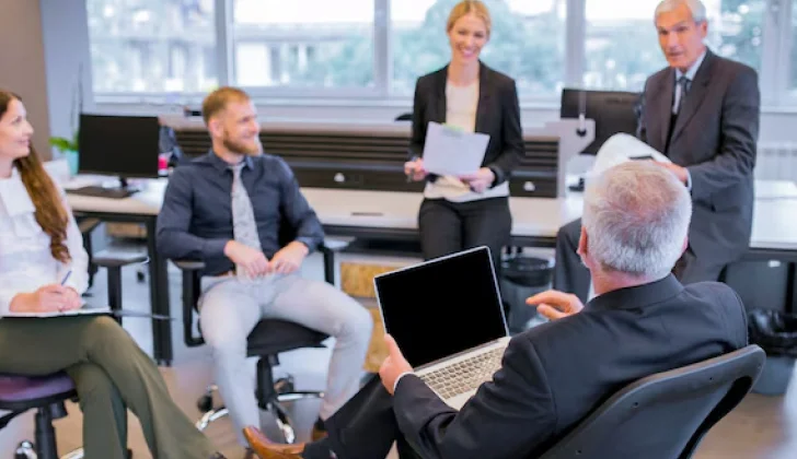a friendly meeting at work