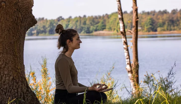 a girl doing meditation