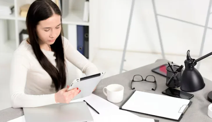 an employee working in office