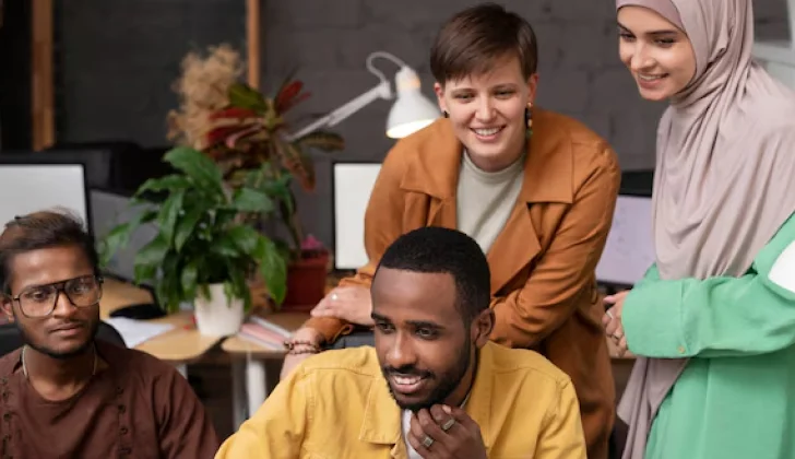 employees at a diverse workplace