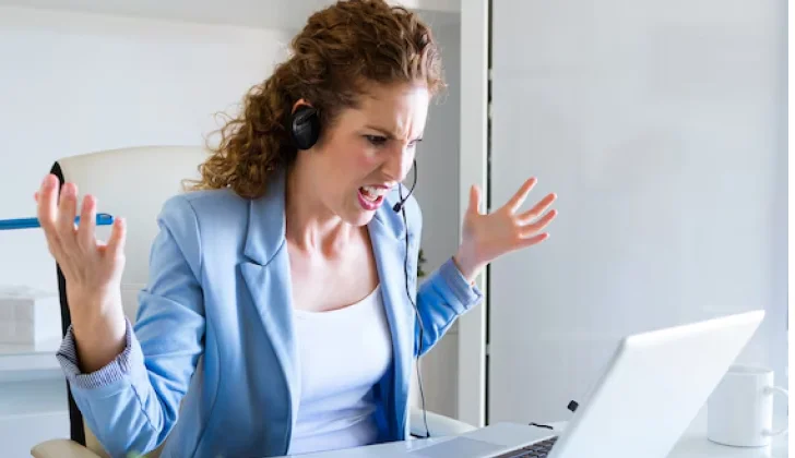an angry employee receiving system errors