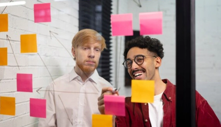 two employees working on a project