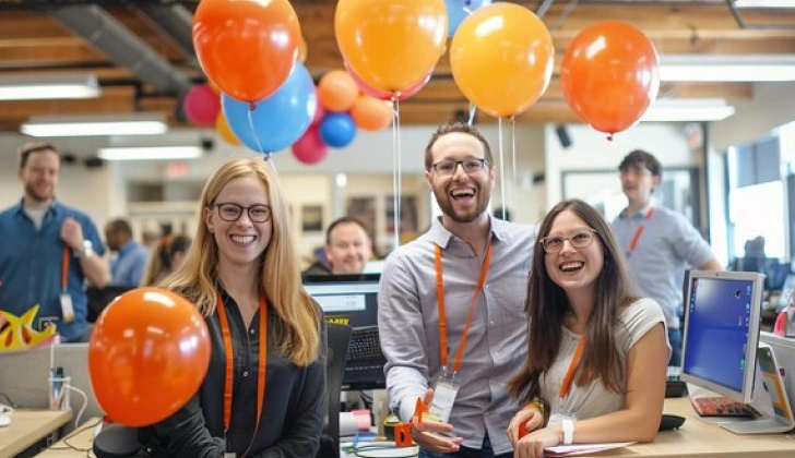 some happy employees at work