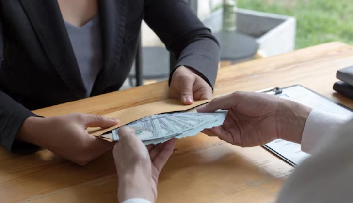 handling cash to an employee