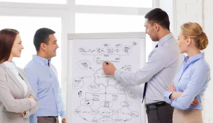a team leader explaining project