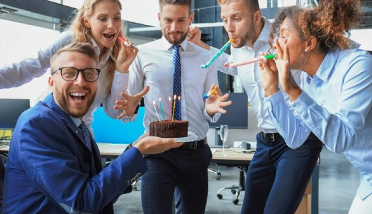 employees having a celebration at work