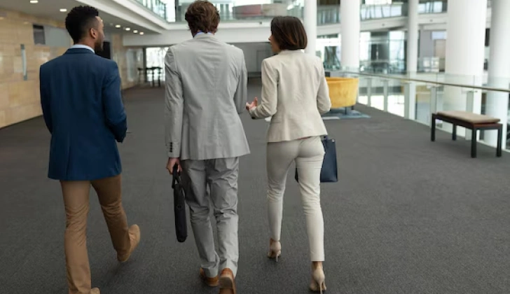 some employees talking together