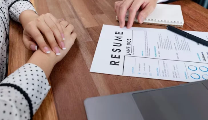 an employee handing over her resume