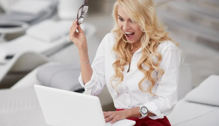 a women getting excited 