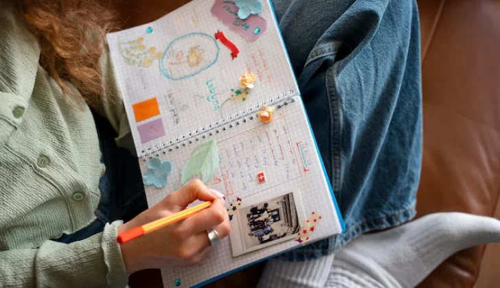 a girl working on a vision board